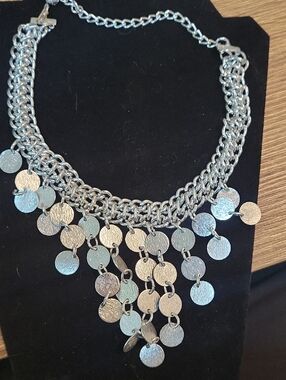 Silver Disc Cascade Statement Necklace - Women Jewelry